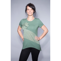 Shirt im Material-Mix