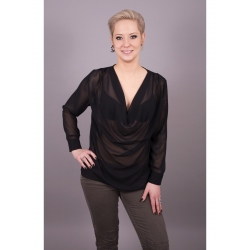 Chiffon-Bluse mit Wasserfallauschnitt